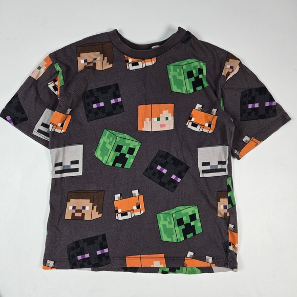 H&M Other - H&M Minecraft T-Shirt Kids 5T/6 Gray All Over Print Creeper Steve Alex Gamer Tee